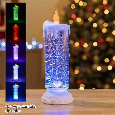 Vela Decoración Navidad Luz Led Cambia De Color S-100
