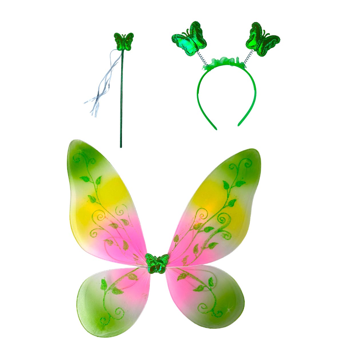 Disfraz Mariposa Hada Alas Luces LED Diadema Varita Halloween OF-1421