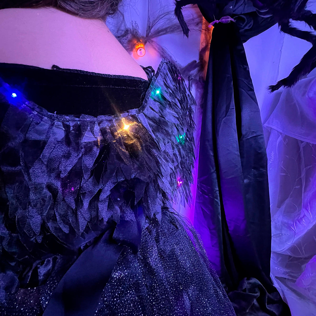 Disfraz De Ángel Oscuro Niña Con Alas Y Cuernos Demonio Negro Halloween DSANGOS