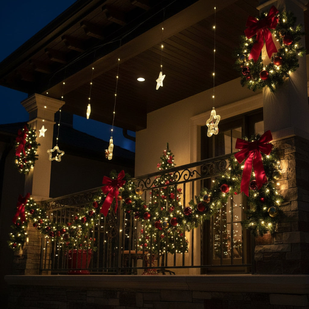 Cortina Intercalada Estrellas 3M Luces Led Navidad 1640A