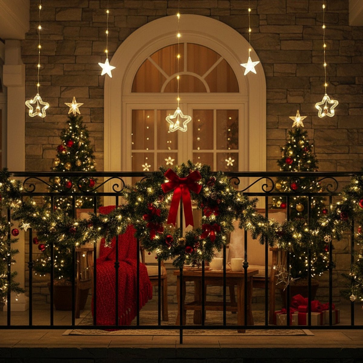 Cortina Intercalada Estrellas 3M Luces Led Navidad 1640A