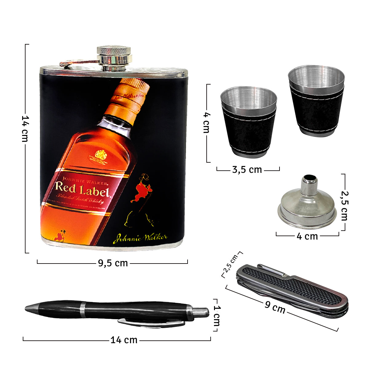 Whiskera Licorera Con Copas Navaja Lapicero Set Licorera Wiskera Regalo MR-19