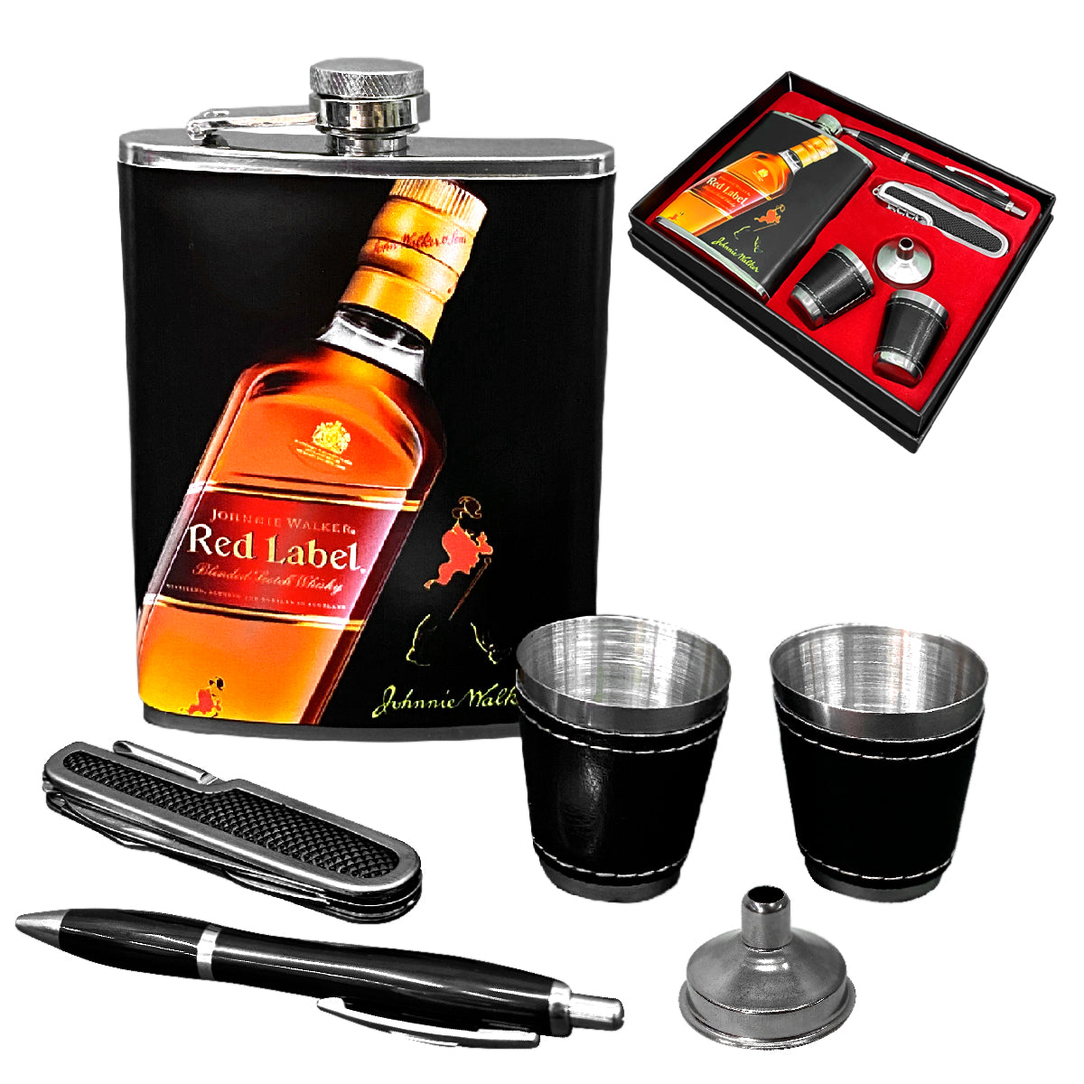 Whiskera Licorera Con Copas Navaja Lapicero Set Licorera Wiskera Regalo MR-19