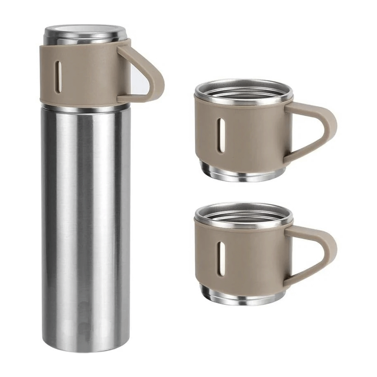 Set Termo Térmico 500ml Acero Inoxidable con 3 Tazas y Estuche NG0181