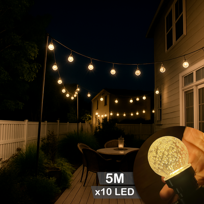 Luces LED Esfera De Cristal 5 Metros Bombillo Cristal Decoración Guirnalda Navidad 23-10C