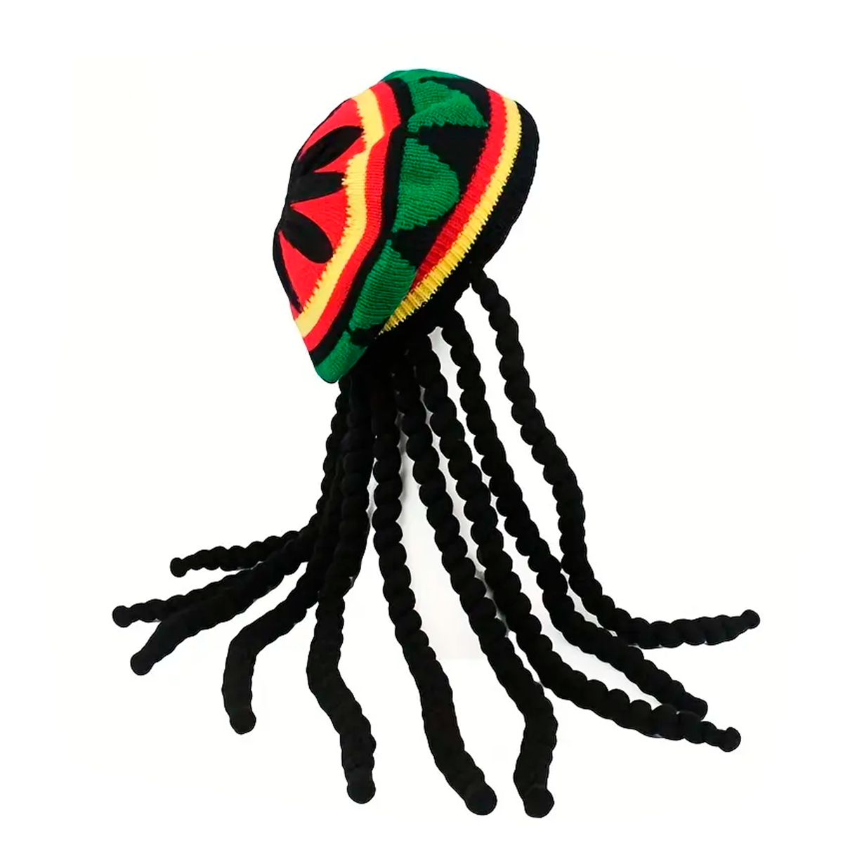 Sombrero Reggae con Rastas Negras Gorro Tejido Unisex Carnaval Halloween MA-110