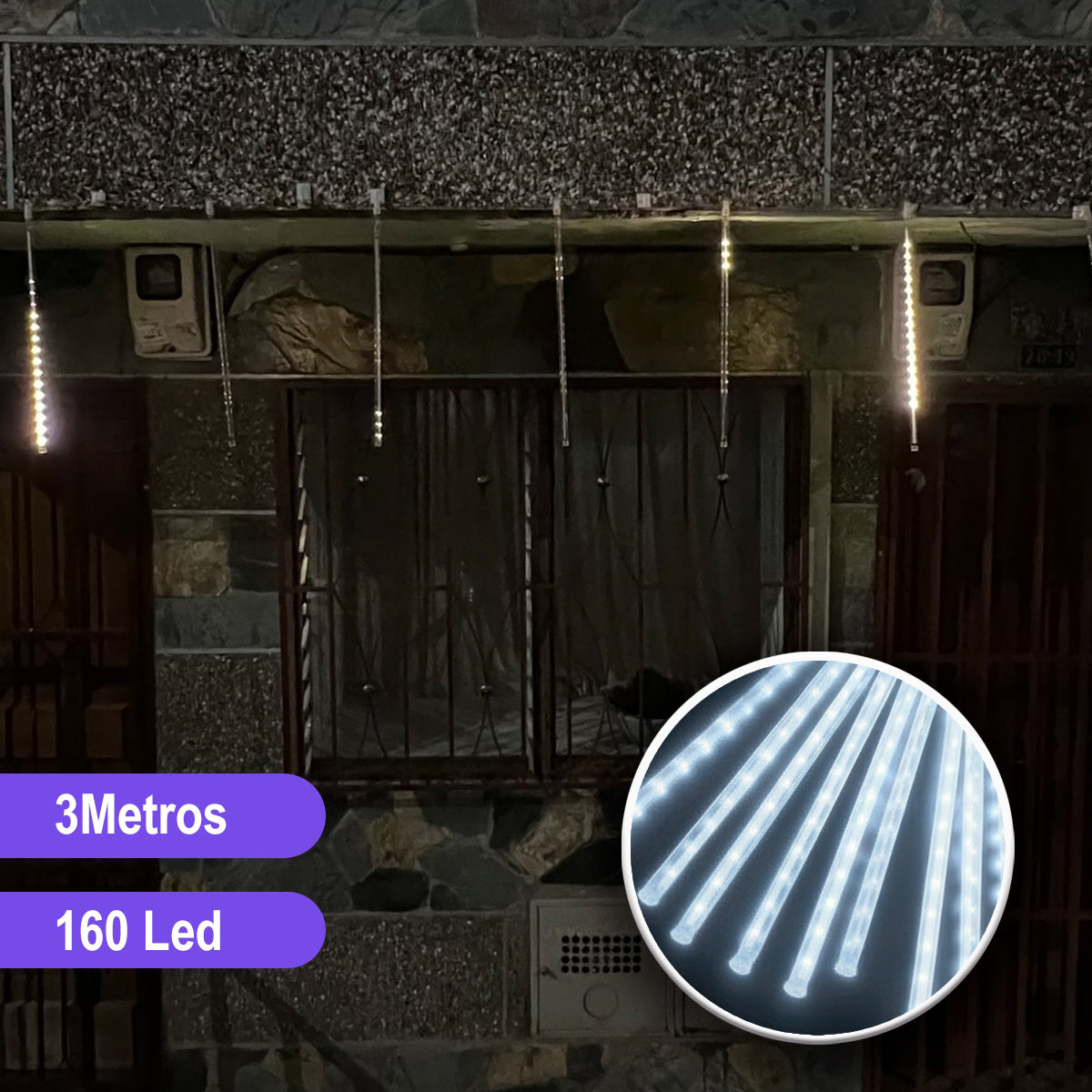 Luces Led Lágrima 3M Meteoro Computarizadas Decoración Navidad 50 cm 2306