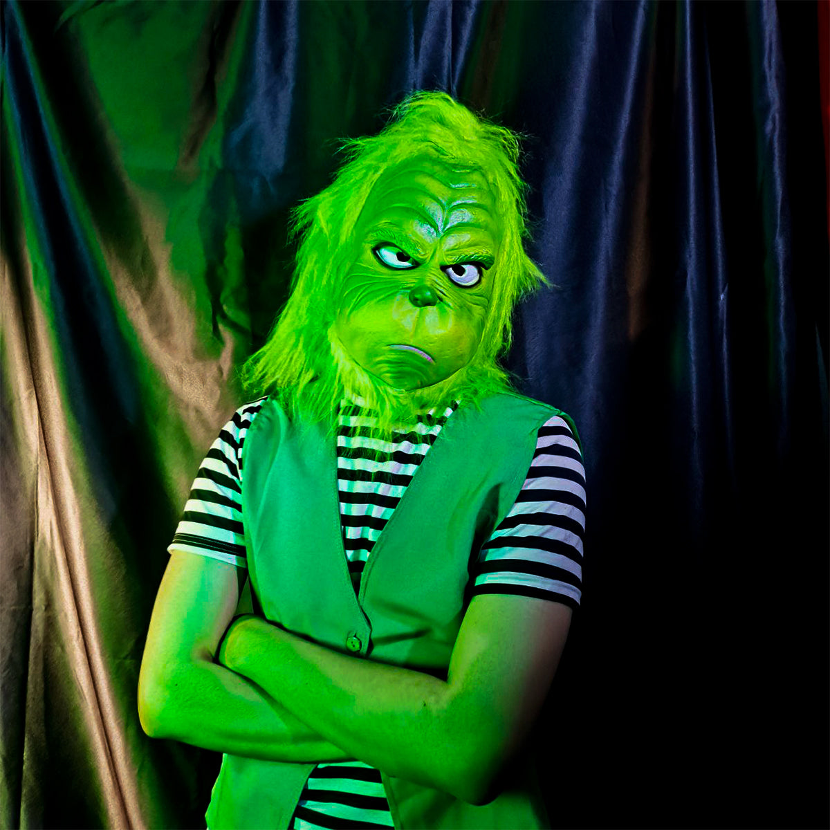 Máscara del Grinch Realista Látex Navidad Cosplay Halloween AT287-G