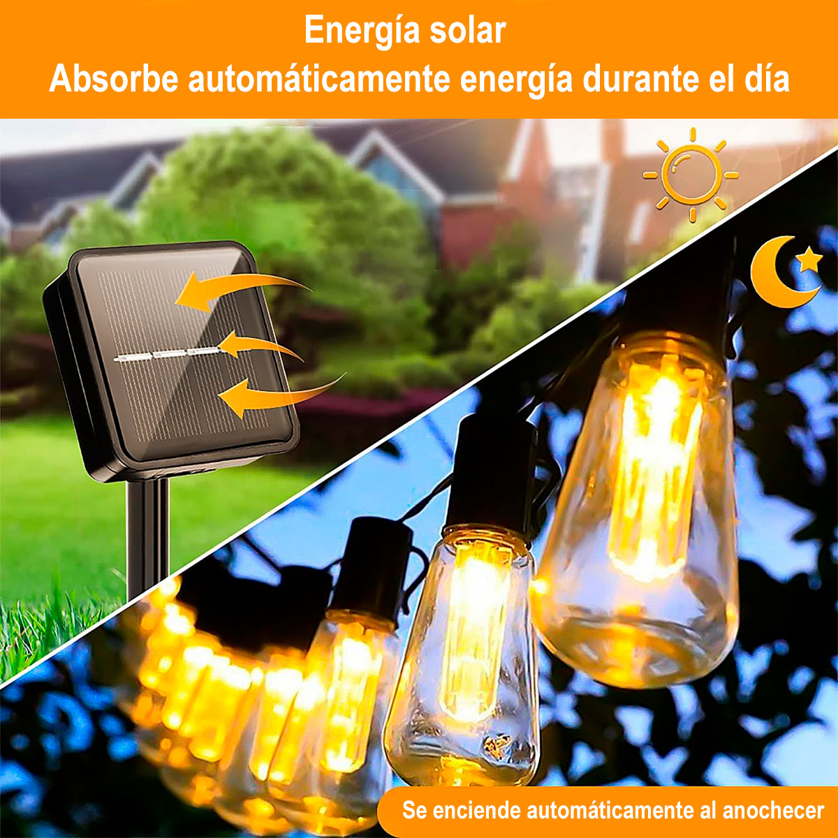 Extensión Luces Solares 5m Bombillos X20 Vintage INFN-13