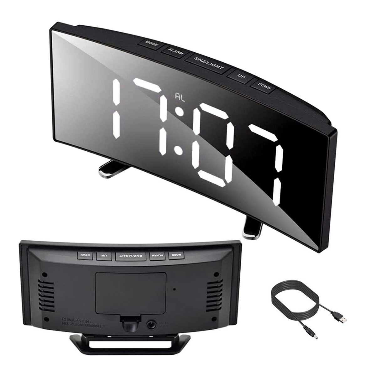 Reloj Despertador Digital Tipo Espejo LED USB con Alarma DT-6507