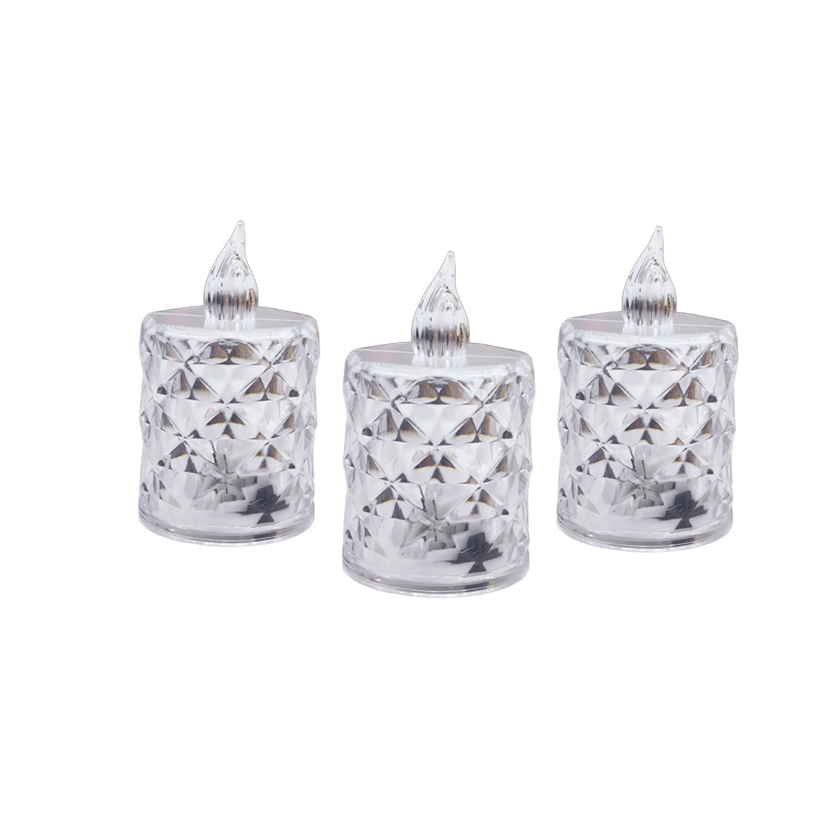 Set x3 Velas LED Efecto Cristal Pequeñas Hogar Eventos SVD02