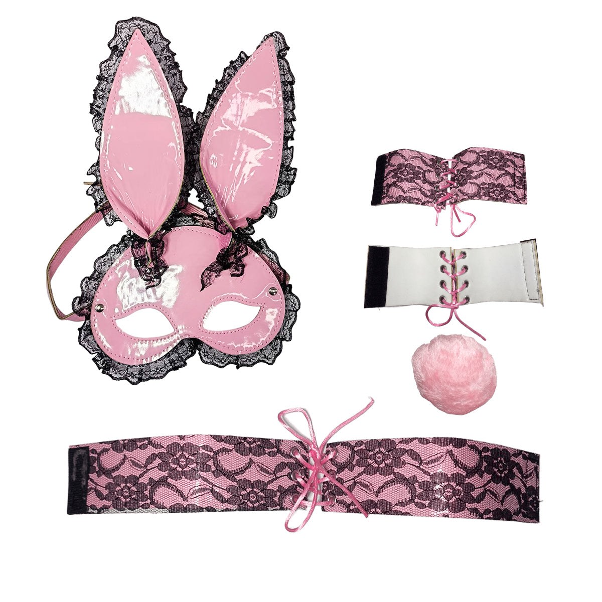 Kit Conejita Rosa Disfraz Sexy con Encaje Halloween MA-103