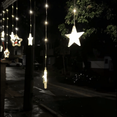 Cortina Intercalada Estrellas 3M Luces Led Navidad 1640A