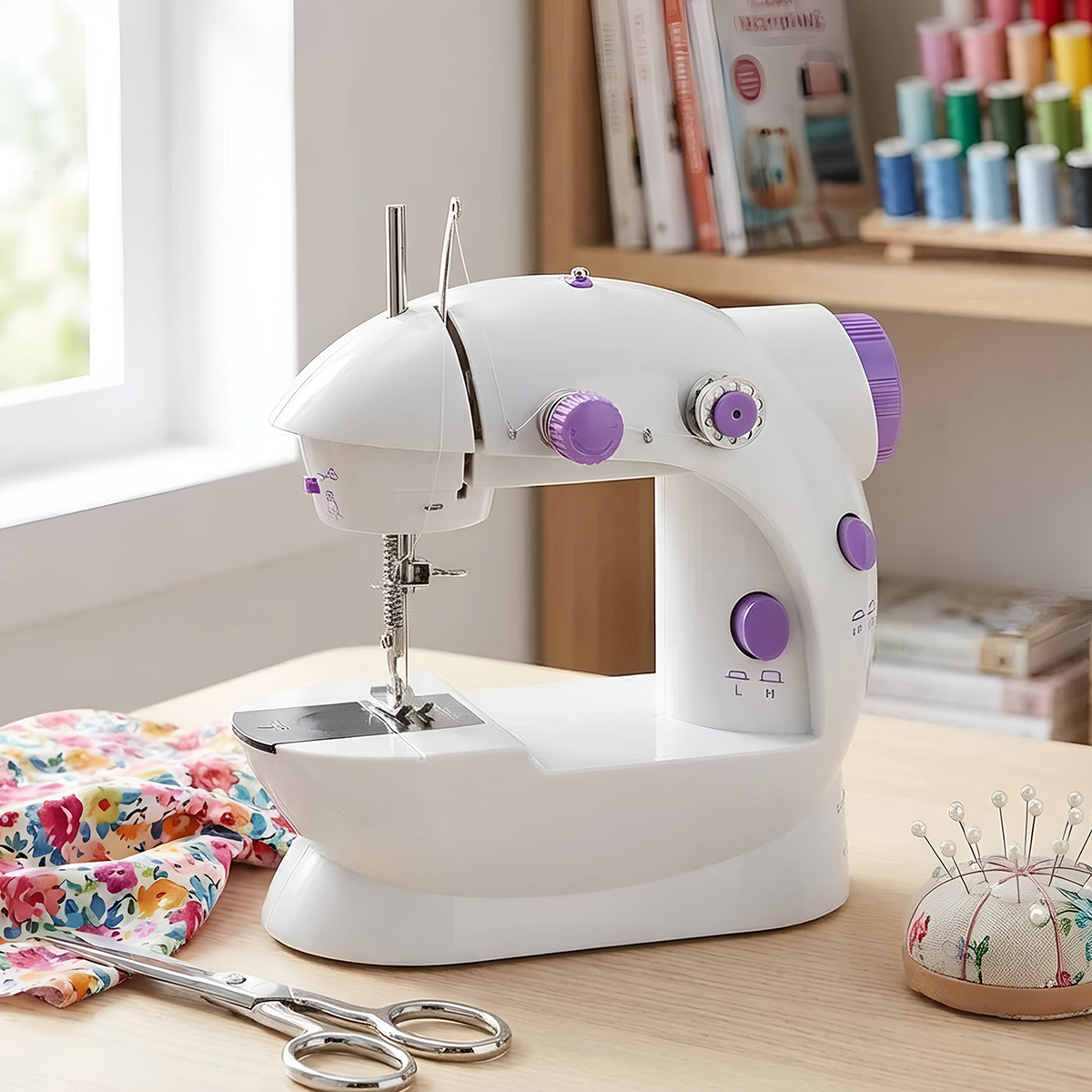 Mini Máquina de Coser Portátil Eléctrica con Pedal Doble Velocidad SM-202A