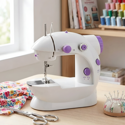 Mini Máquina de Coser Portátil Eléctrica con Pedal Doble Velocidad SM-202A