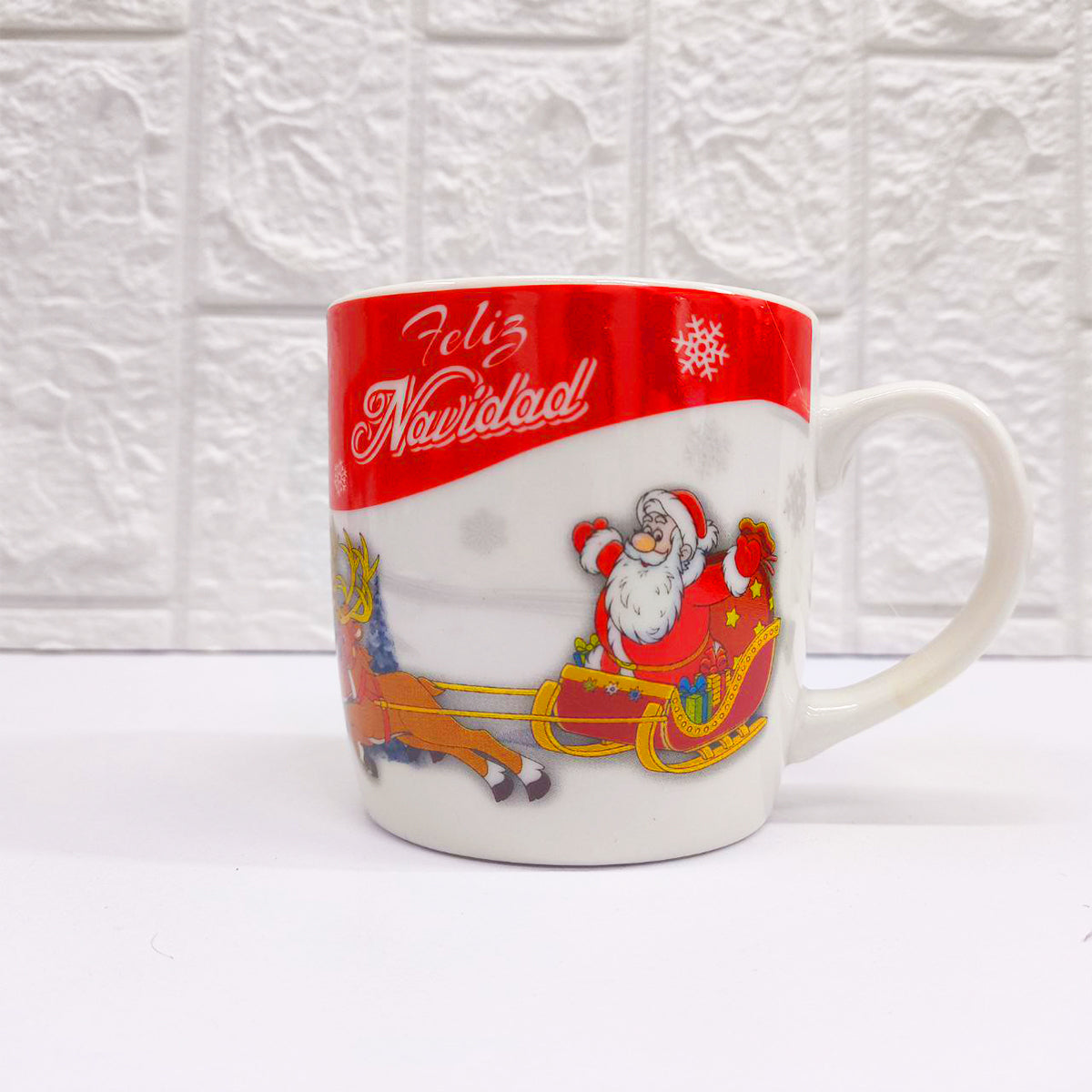 Taza Navideña con Plato y Cuchara Diseño Festivo Navidad TZM1