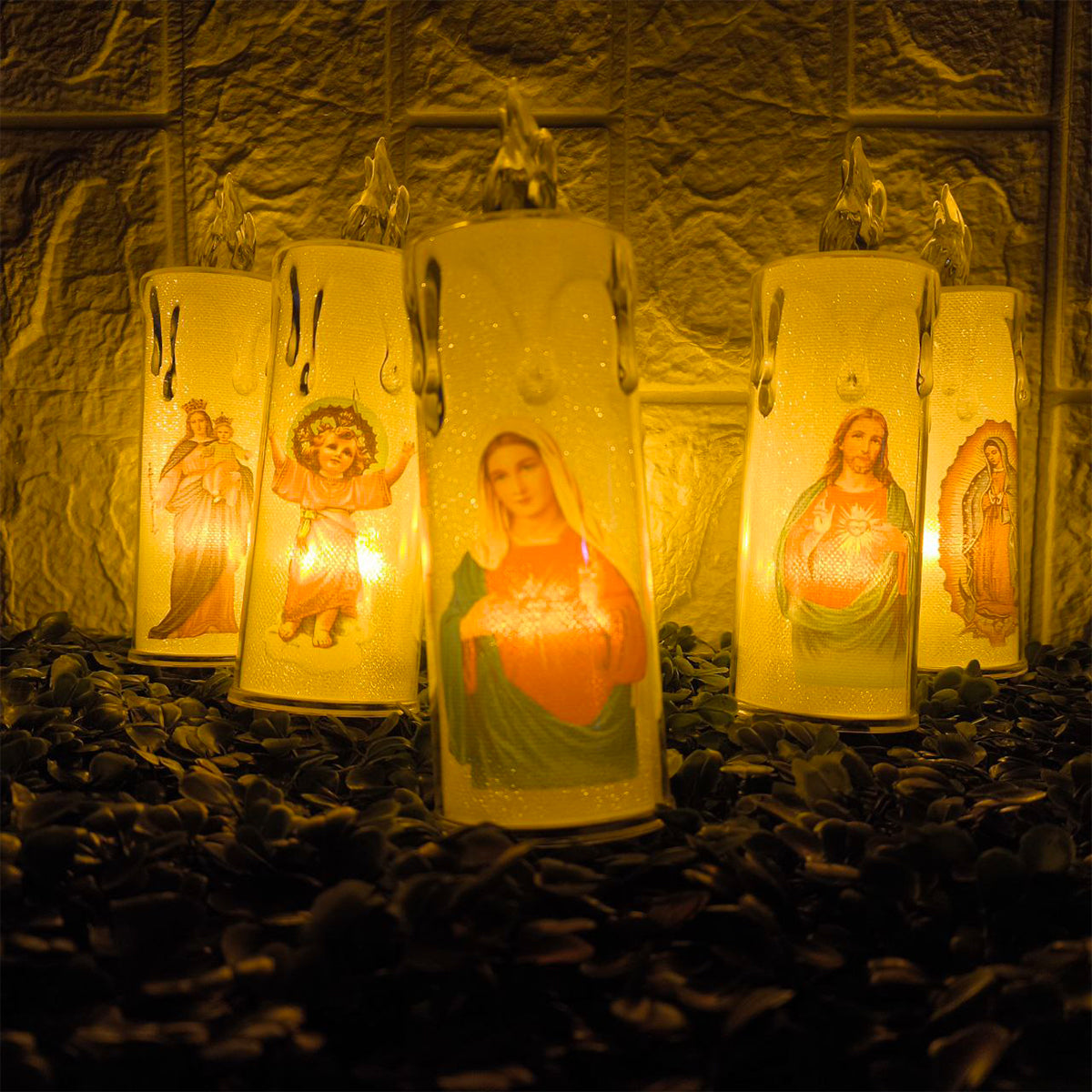 Velas LED X3 Religiosas 16cm Decorativas Luz Cálida Hogar Altar LR1130
