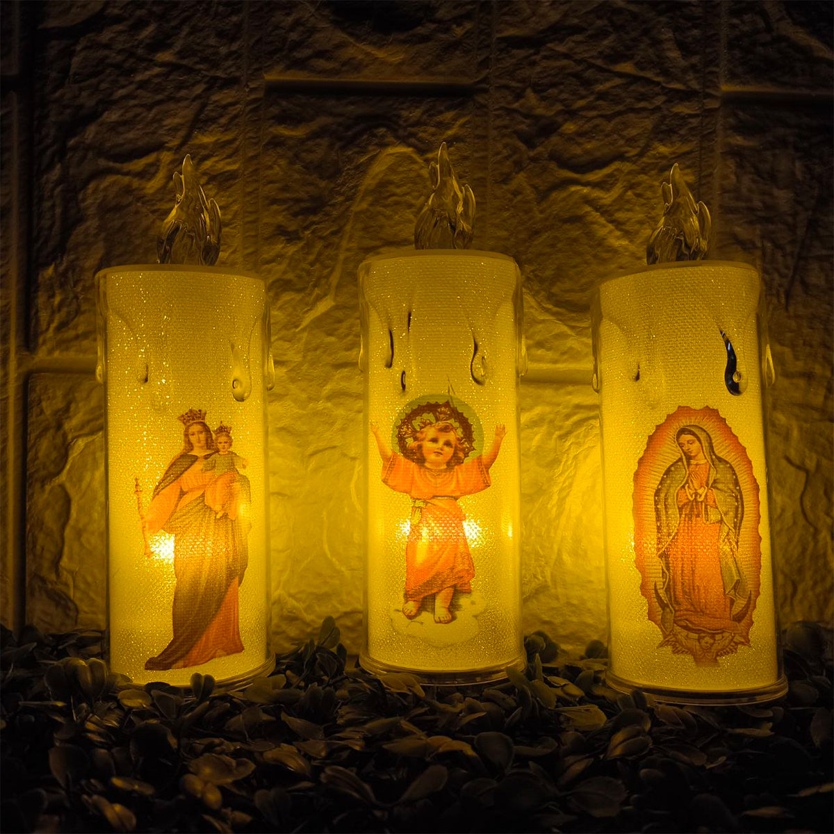 Velas LED X3 Religiosas 16cm Decorativas Luz Cálida Hogar Altar LR1130