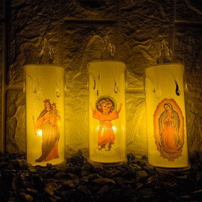 Velas LED X3 Religiosas 16cm Decorativas Luz Cálida Hogar Altar LR1130