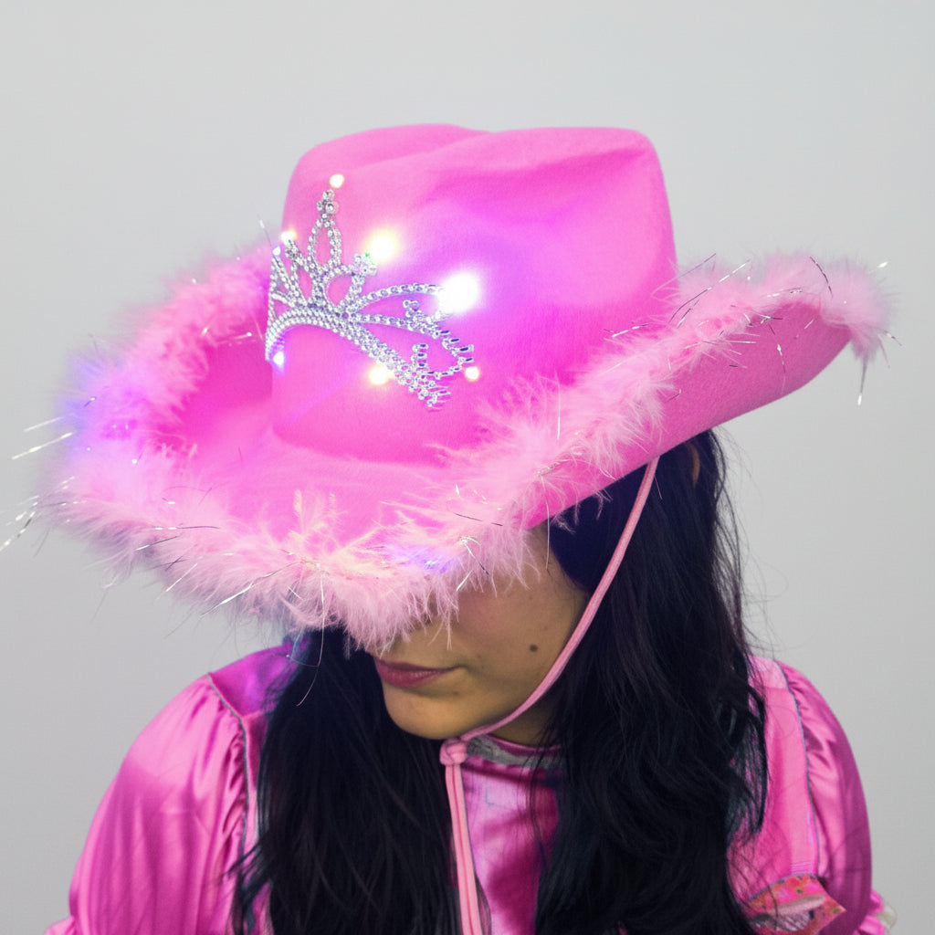 Sombrero Vaquero Rosa LED Princesa Brillante MA-112