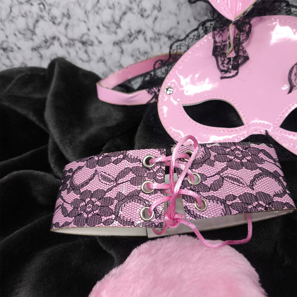 Kit Conejita Rosa Disfraz Sexy con Encaje Halloween MA-103