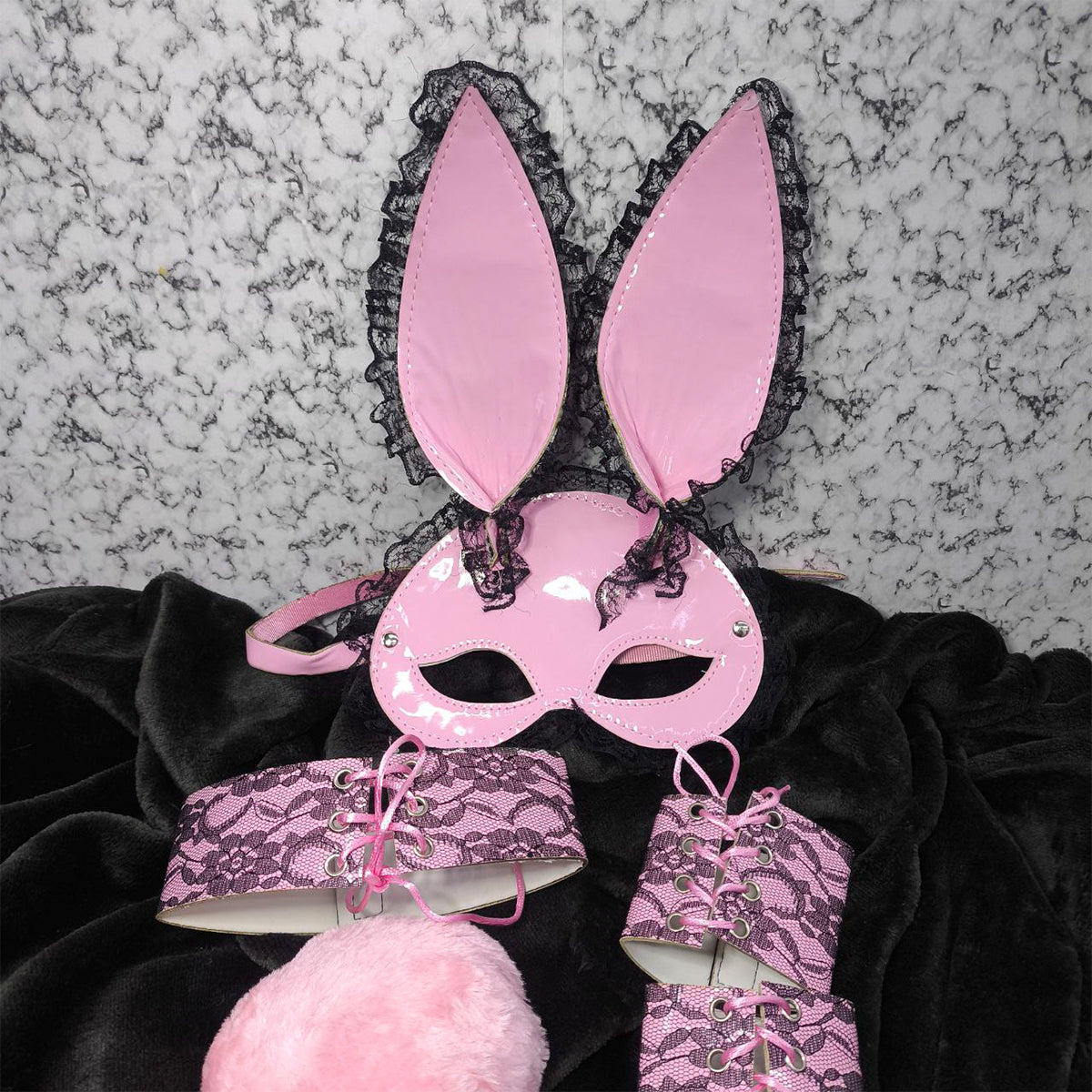 Kit Conejita Rosa Disfraz Sexy con Encaje Halloween MA-103