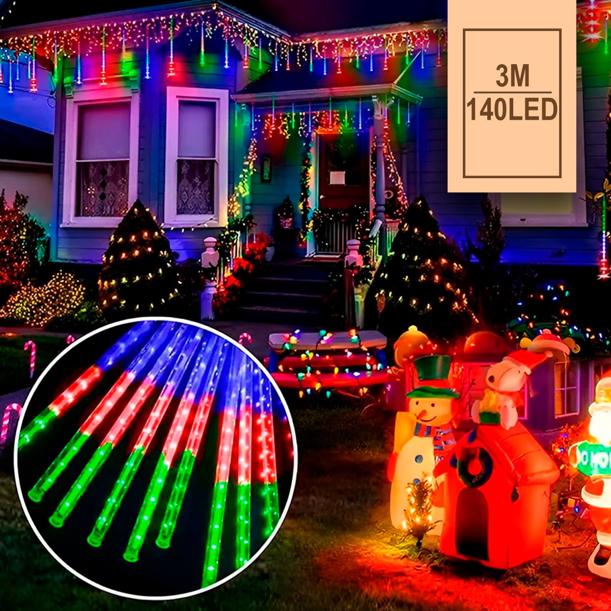 Luces Led Lágrima 3M Meteoro Sube y Baja Decoración Navidad 46 cm 2300