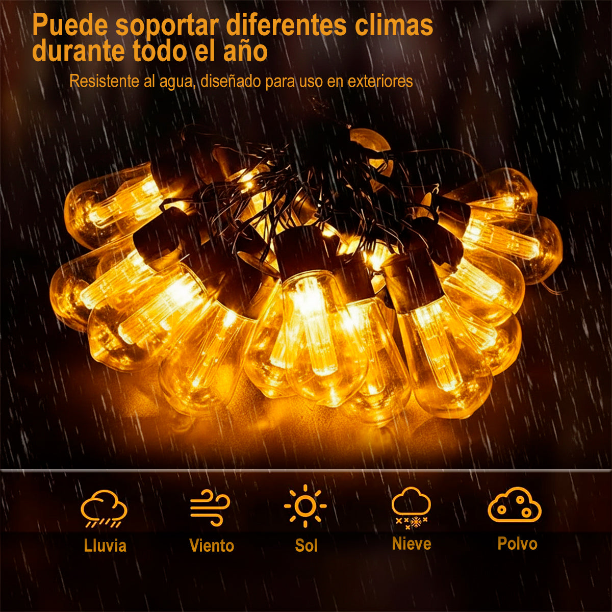 Extensión Luces Solares 5m Bombillos X20 Vintage INFN-13