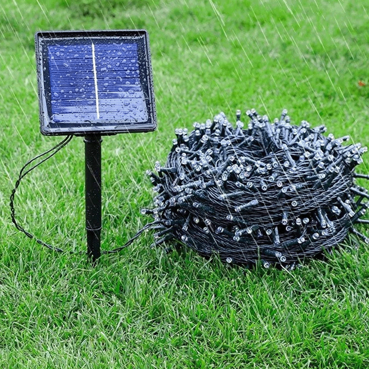 Luz Led Lineal Con Panel Solar Impermeables Cable Verde KP1587