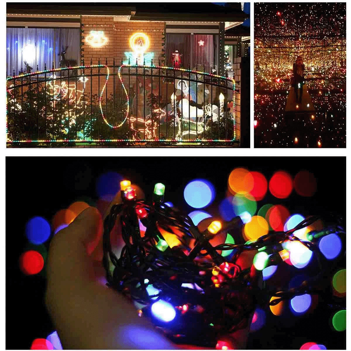 Luz Led Lineal 10 Metros Panel Solar 100 LEDS Impermeables Cable Verde 1543