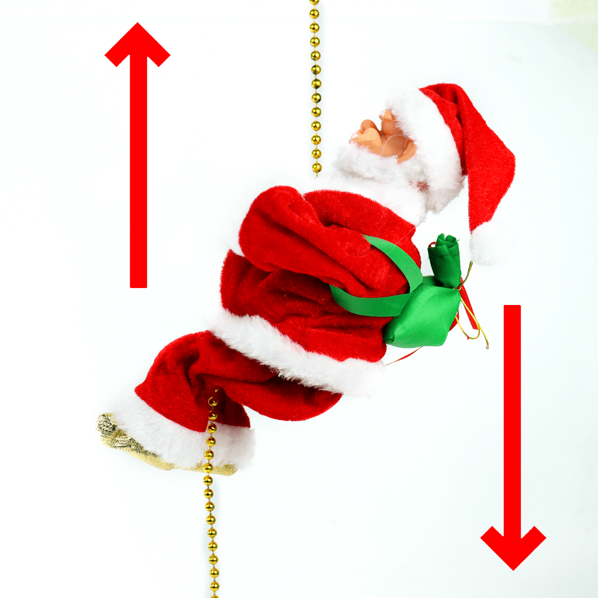 Papá Noel Escalador Cuerda Sube y Baja Musical Adorno Navideño L-16