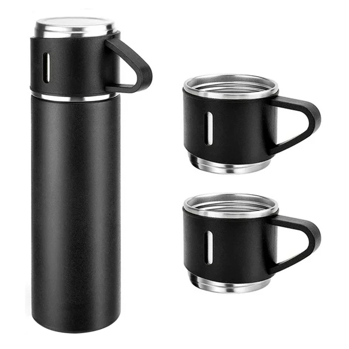 Set Termo Térmico 500ml Acero Inoxidable con 3 Tazas y Estuche NG0181