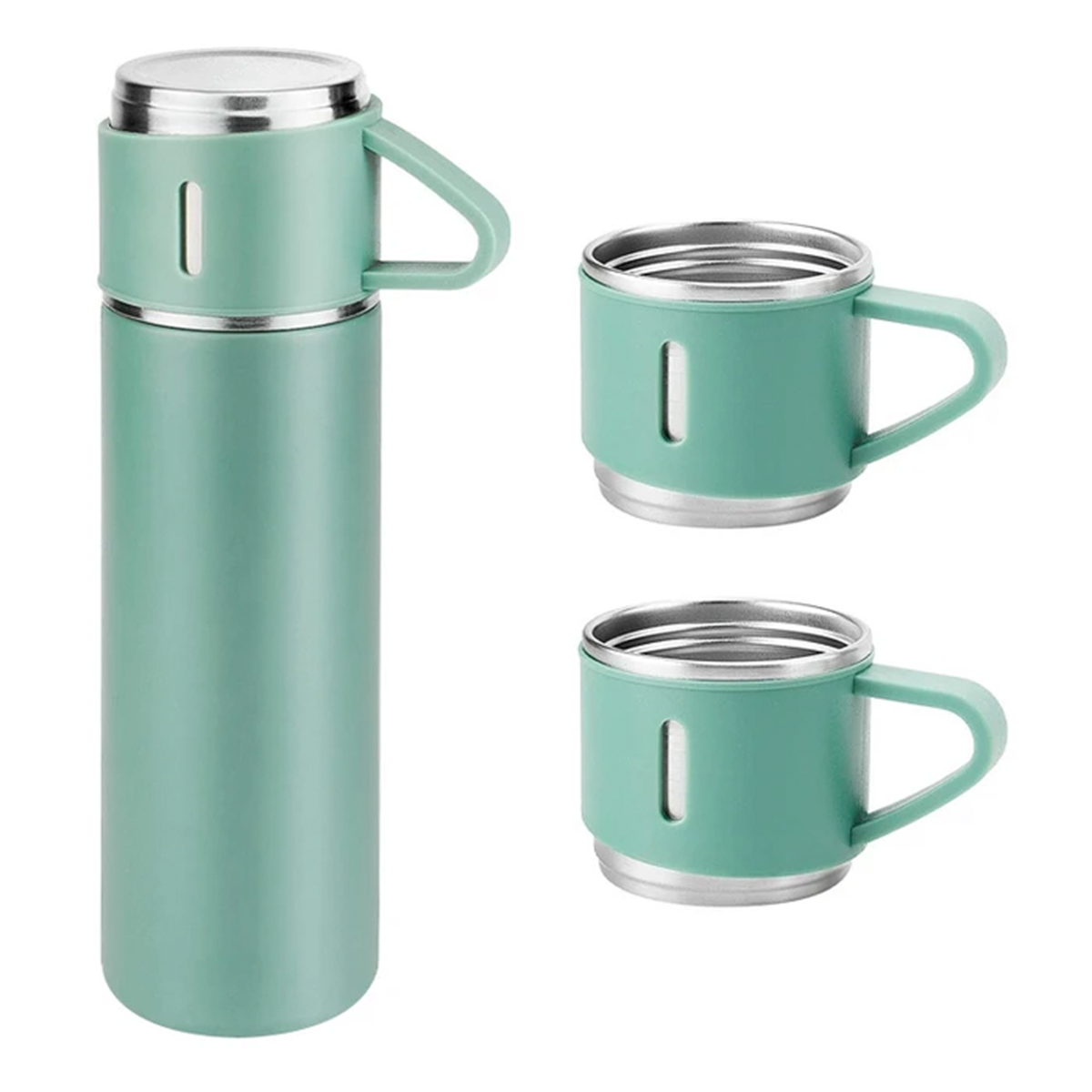 Set Termo Térmico 500ml Acero Inoxidable con 3 Tazas y Estuche NG0181
