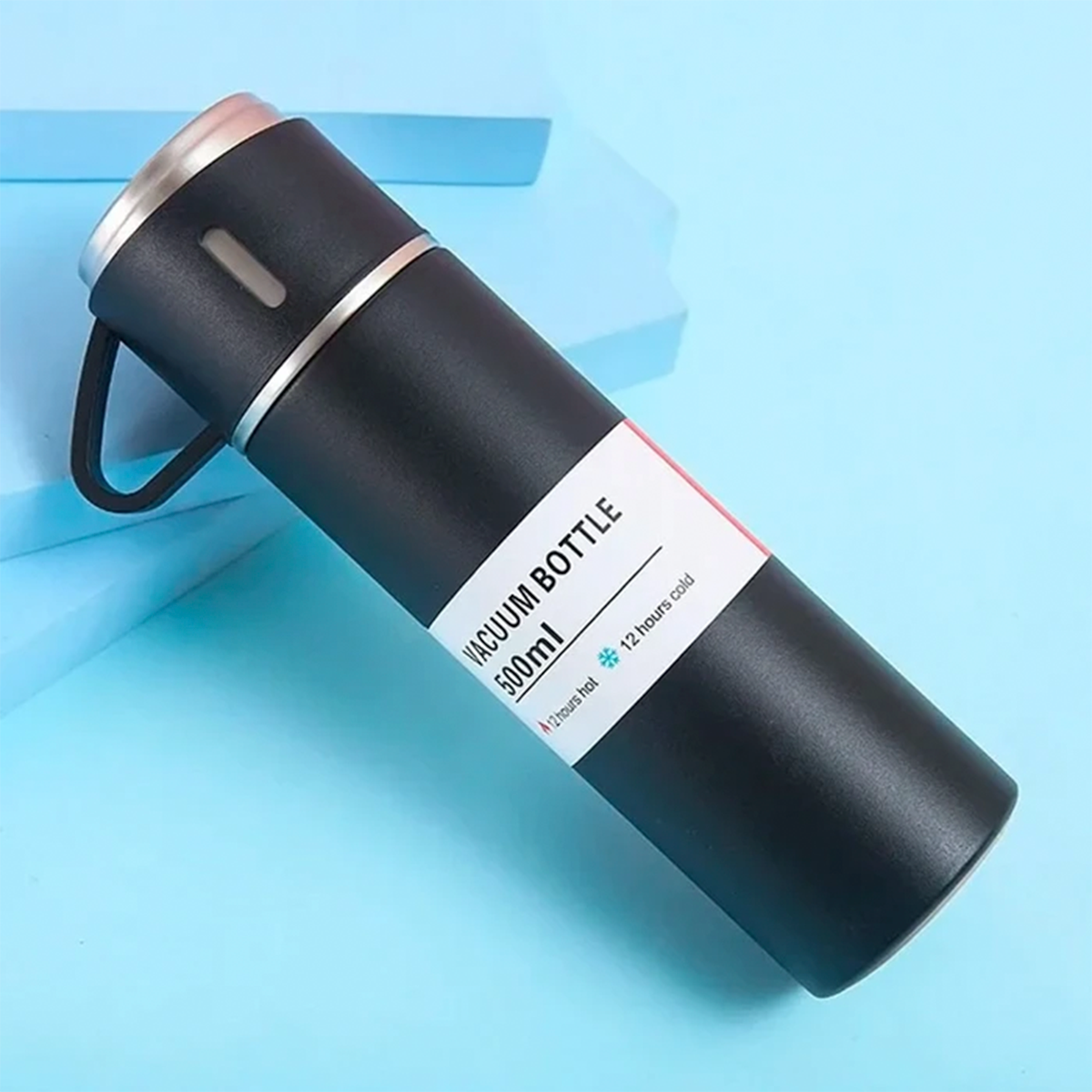 Set Termo Térmico 500ml Acero Inoxidable con 3 Tazas y Estuche NG0181