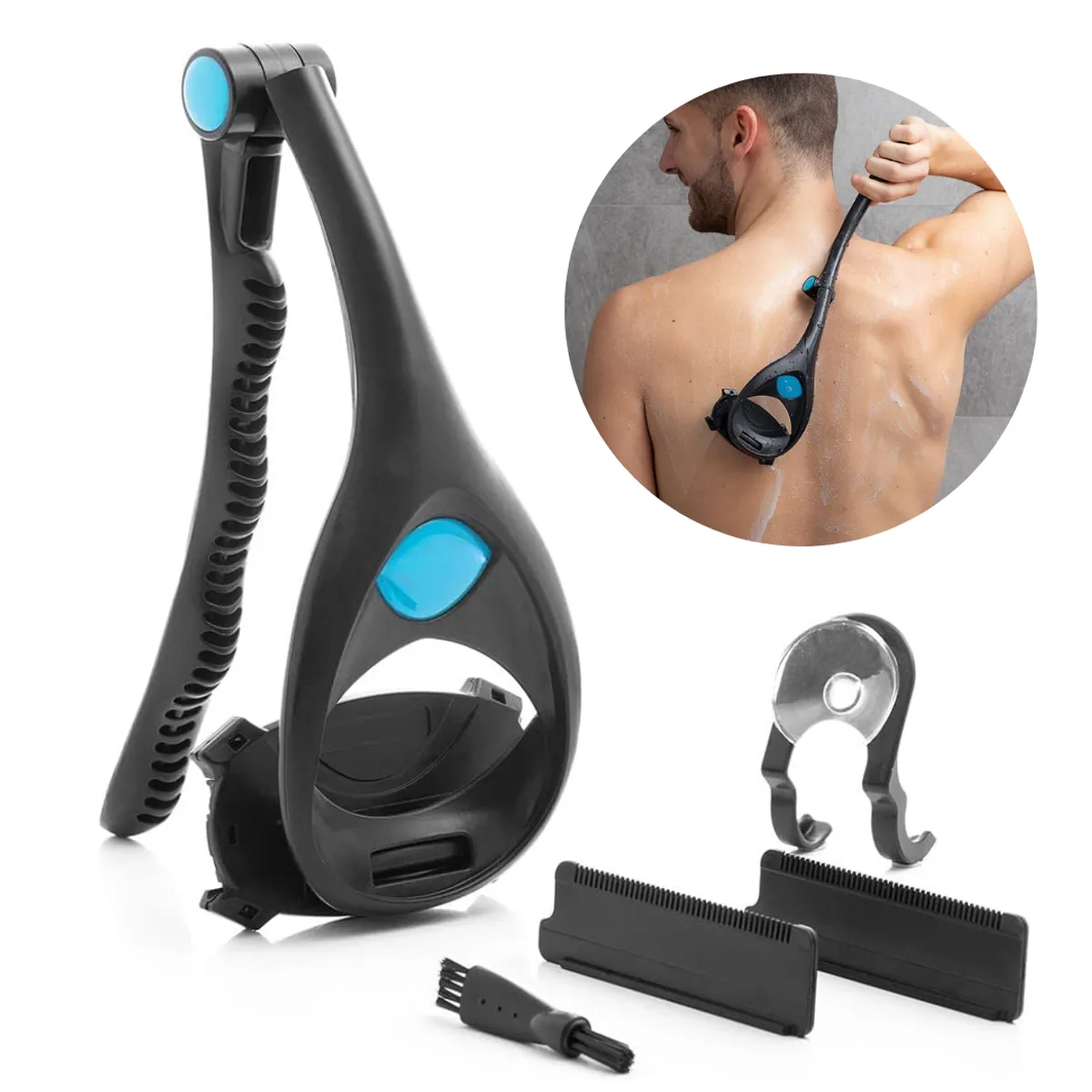 Afeitadora de Espalda Manual Plegable Ajustable con 2 Cuchillas para Hombre MA-8809