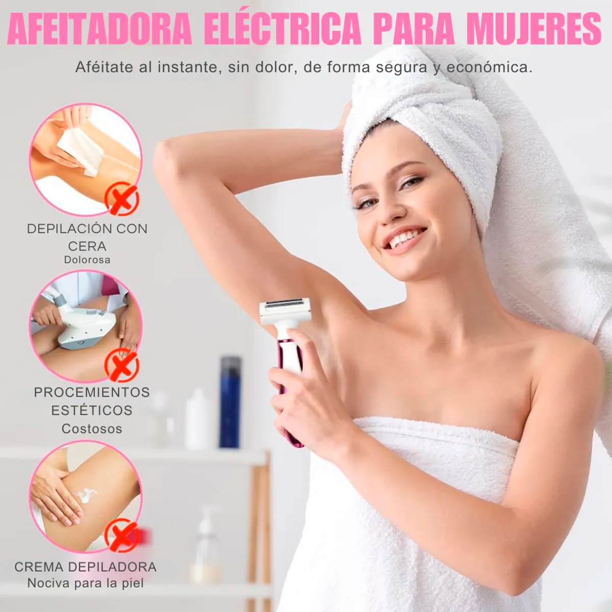 Depiladora Eléctrica Mujer 4 en 1 Recargable Femenina Inalámbrica e Indolora KM-6713