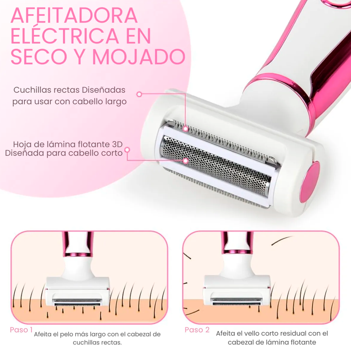 Depiladora Eléctrica Mujer 4 en 1 Recargable Femenina Inalámbrica e Indolora KM-6713