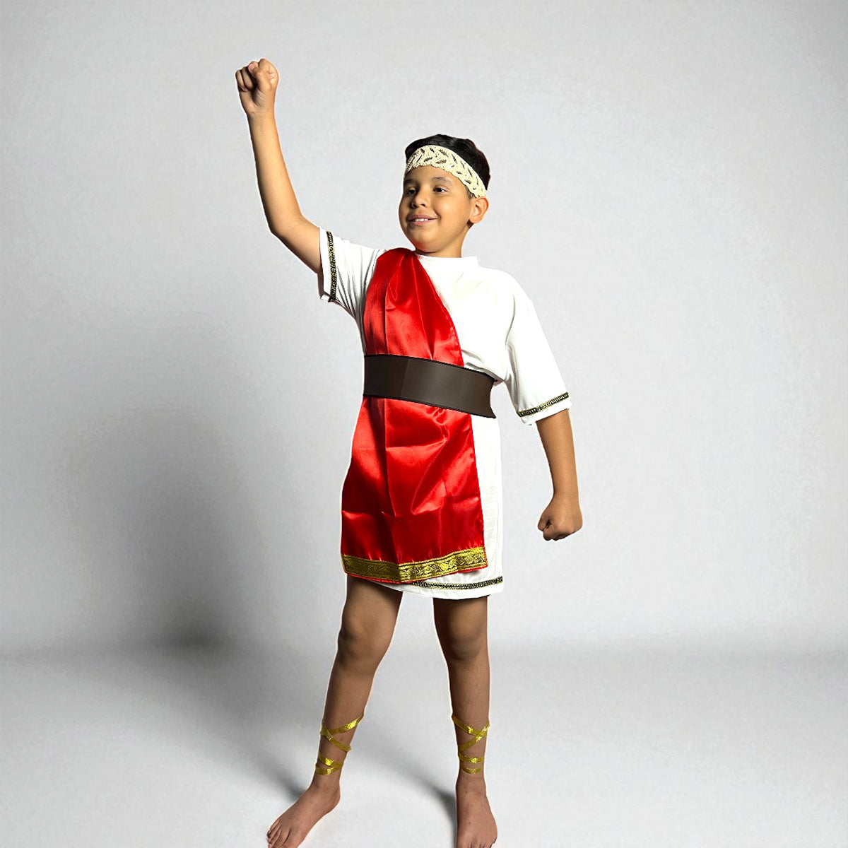 Disfraz Dios Griego Adulto y Niño Toga Olímpica Con Corona Dorada DSGRI