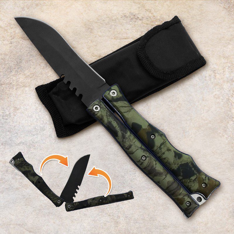 Navaja Mariposa Cuchillo Portátil Defensa Táctico + Estuche RF KA503