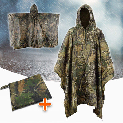 Impermeable Capucha Capa Poncho Camuflado Adultos Protección Lluvia