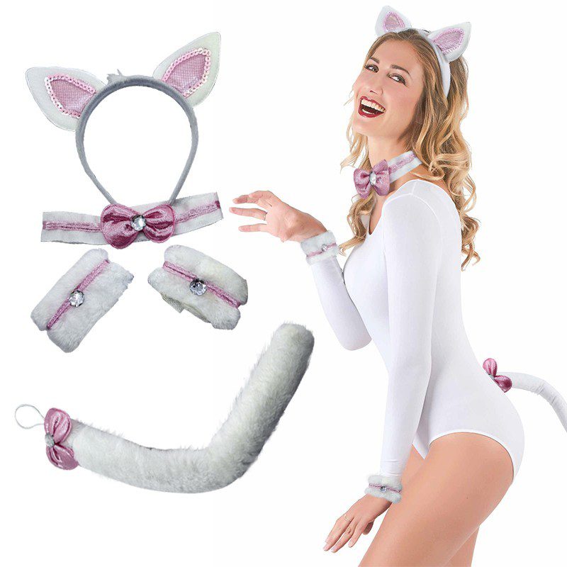 Disfraz Gata Mujer Accesorios Halloween Fiesta Disfraces Blanco RF 756