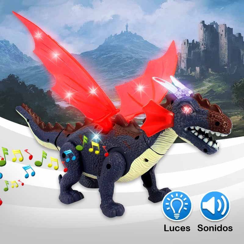 Dragón Con Sonidos Luces Movimiento Dinosaurio RF 802A