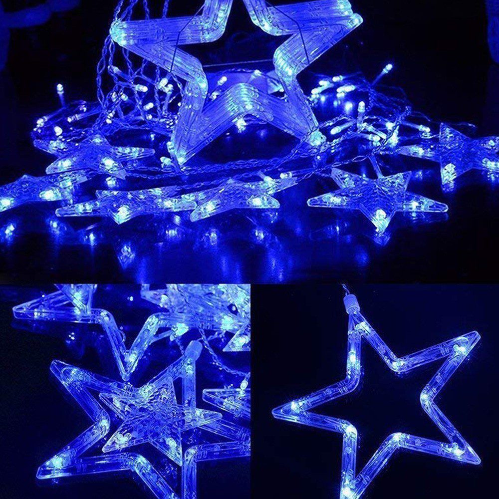 Extensión Luces Led Estrella X6 Metros Luz Navidad Azul RF 2098