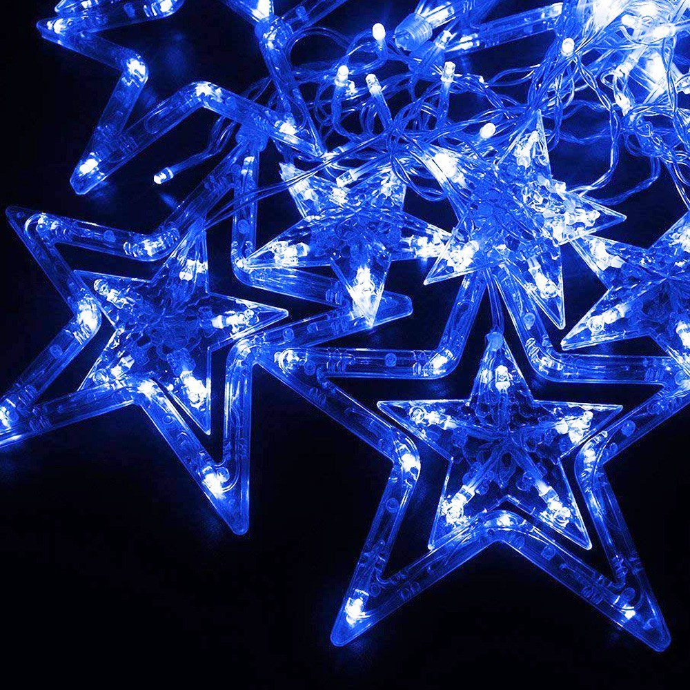 Extensión Luces Led Estrella X6 Metros Luz Navidad Azul RF 2098