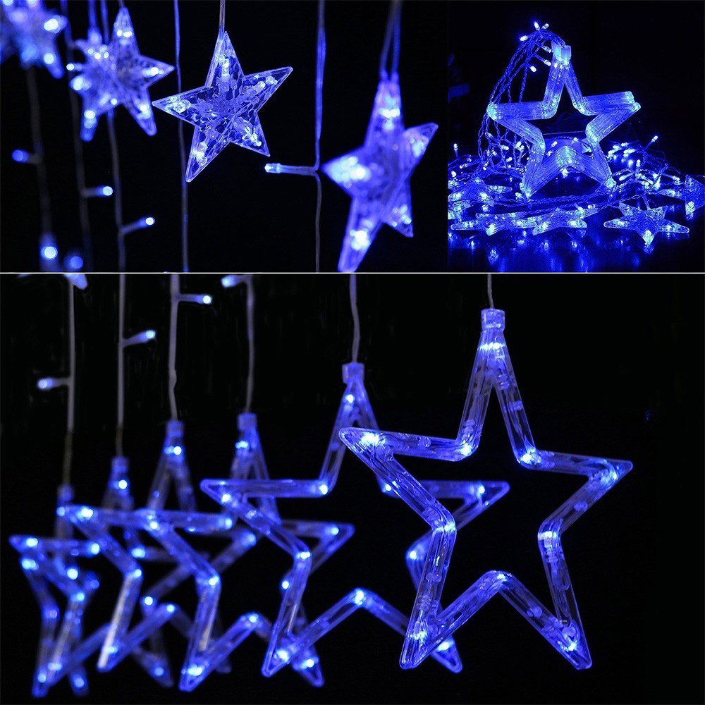 Extensión Luces Led Estrella X6 Metros Luz Navidad Azul RF 2098