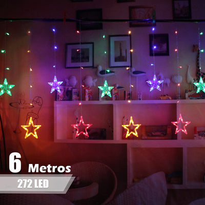 Extensión Luces Led Estrella X6 Metros Luz Navidad Multicolor RF 2097