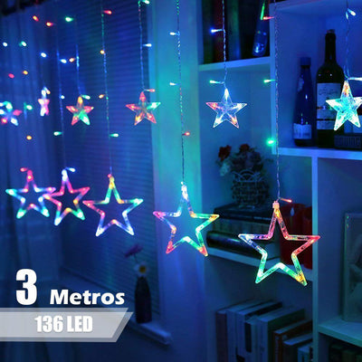 Extensión Luces Led Estrella X3 Metros Luz Navidad Multicolor RF 2092