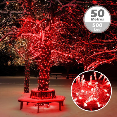 Luz Led Lineal 50 Metros 500 Led Rojo Luces Navidad RF 1515