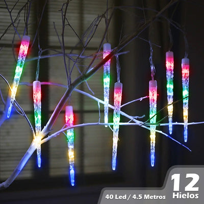 Luz led Tubo Hielo 4.5 Metros 12 Hielos Multicolor RF 2273