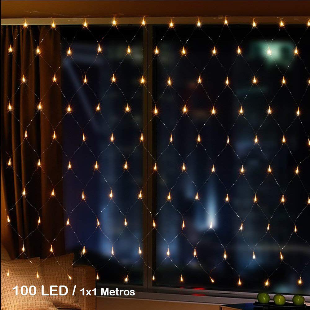 Luces Malla LED 100 Luces 1x1 Metros Luz Navidad RF 100TC-B